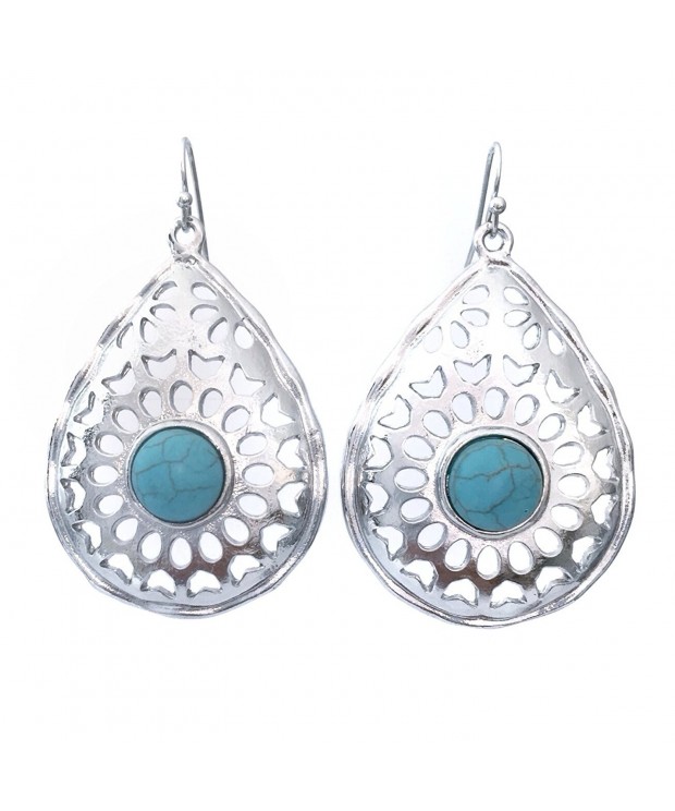 Teardrop Simulated Turquoise Southwestern Earrings