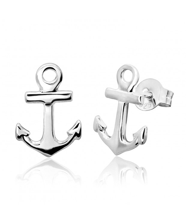 Sterling Silver Anchor Stud Earrings