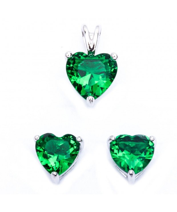 Simulated Emerald Sterling Earring Pendant