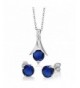 Simulated Sapphire Silver Pendant Earrings