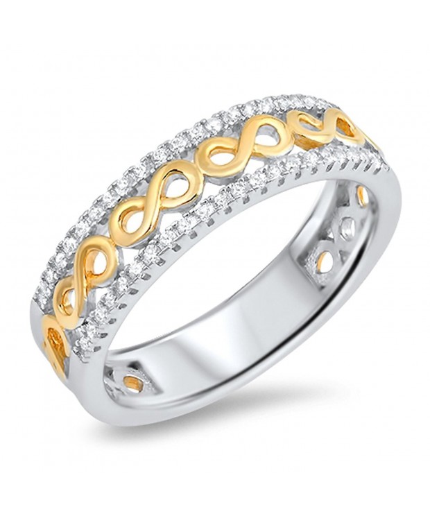 Gold Tone Infinity Clear Sterling Silver