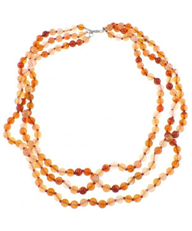 Knotted Carnelian Fashion Necklace Sterling