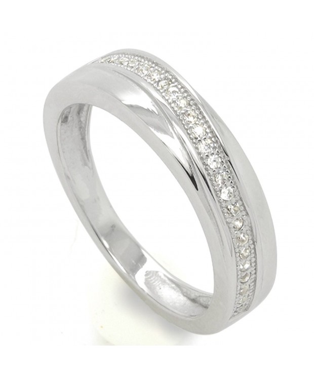 Sterling Silver Pave Ring Band