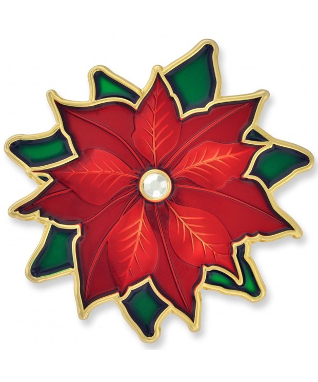 PinMarts Christmas Poinsettia Rhinestone Holiday