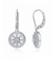 Sterling Zirconia Medallion Leverback Earrings