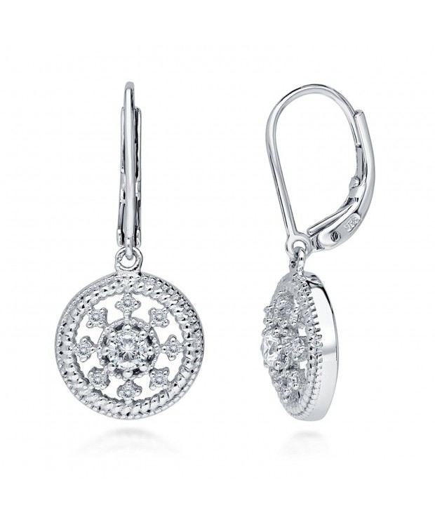 Sterling Zirconia Medallion Leverback Earrings