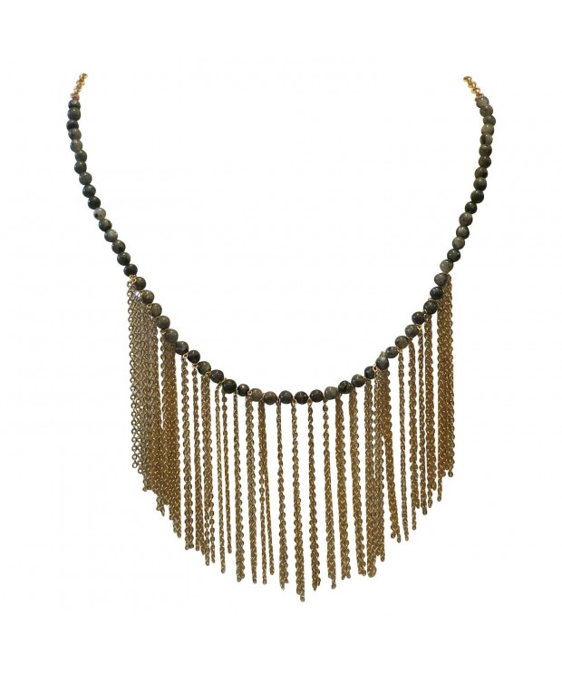 Unique Gold Fringe Black Necklace