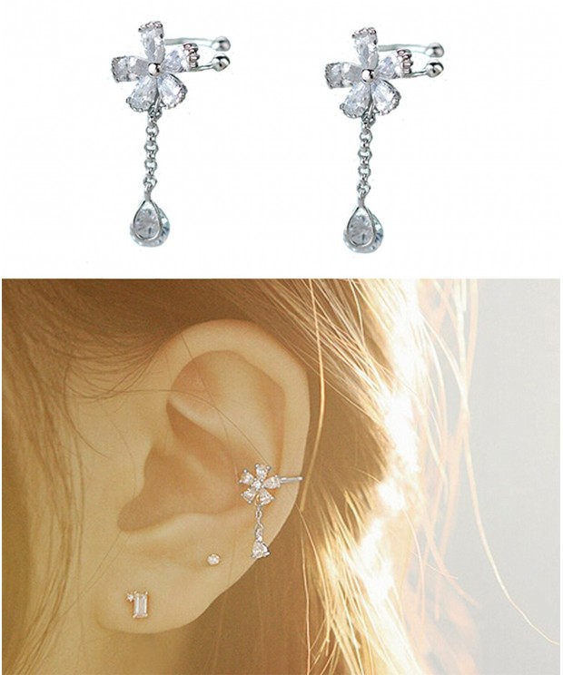 Sterling Silver Piercing Earrings Flower