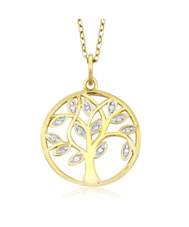 Yellow Sterling Diamond Pendant Necklace