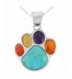 Pendant Necklace Sterling Turquoise Gemstones