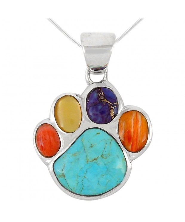 Pendant Necklace Sterling Turquoise Gemstones