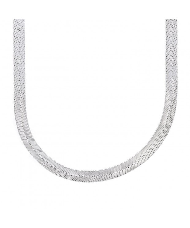 Rhodium Herringbone Necklace Microfiber Polishing