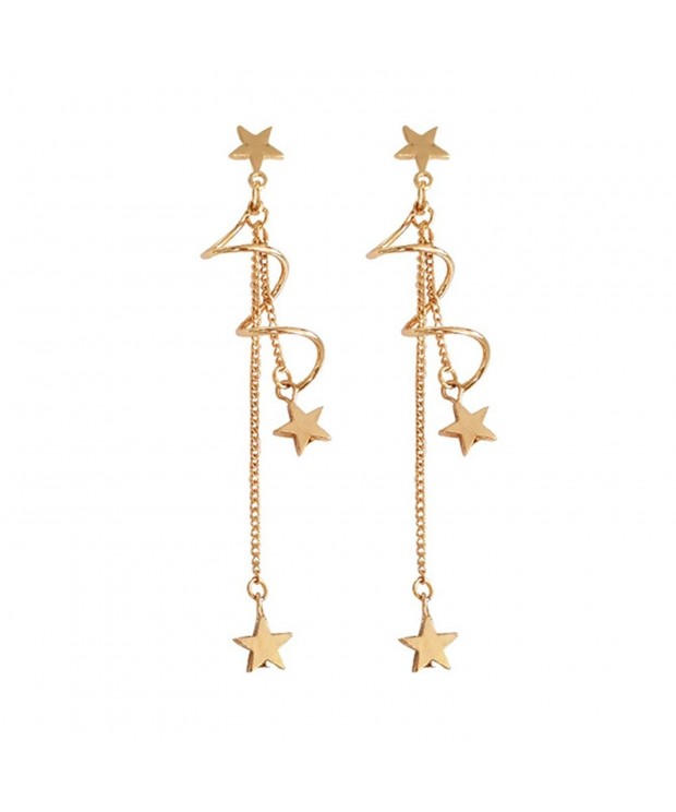Plated Curved pointed star Tassel Earrings