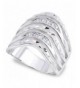 Clear Waved Polished Sterling Silver