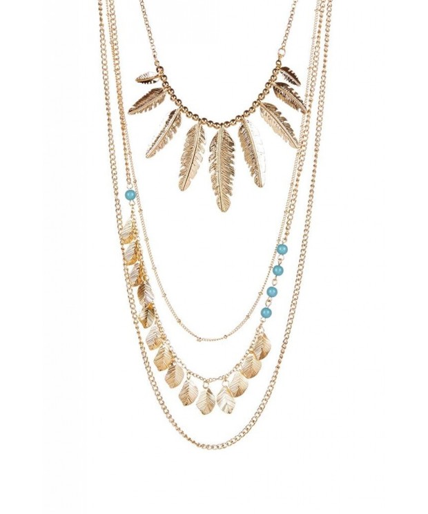Lux Accessories Layered Leaf Necklace