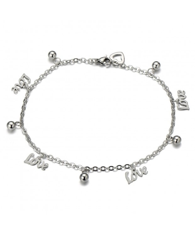 Stainless Anklet Bracelet Dangling Letters