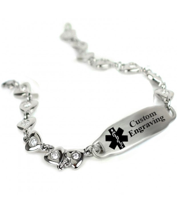 Engraved Medical Bracelet Stainless Zirconia