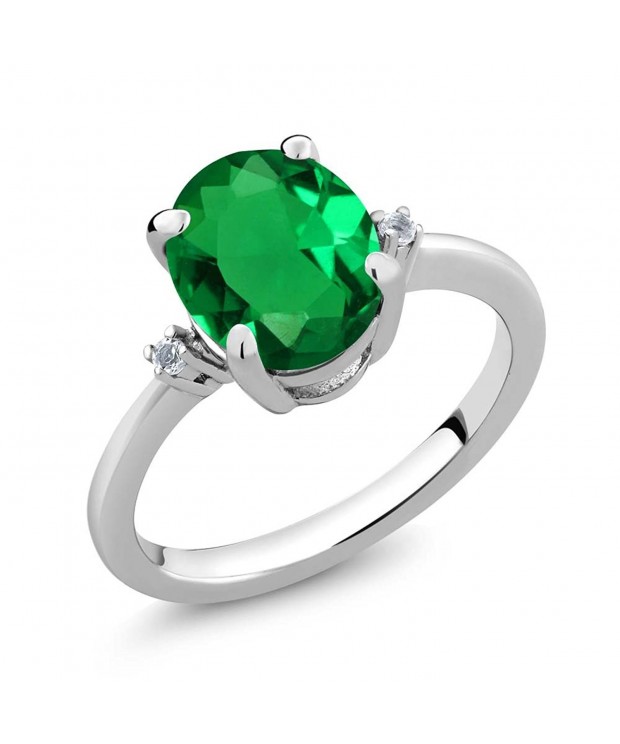 Emerald Sterling Silver 3 Stone Womens