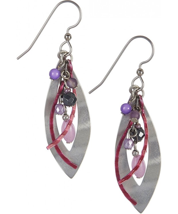 Silver Forest Layered Earrings purple