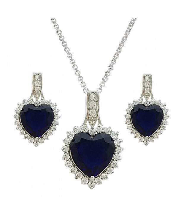 SELOVO Crystal Necklace Earrings Sapphire