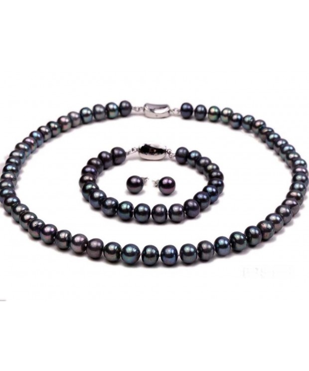 JYX Dyed blue Freshwater Pearl Necklace