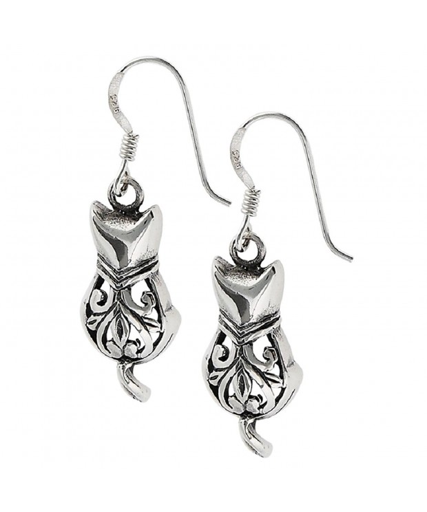 Sterling Silver Openwork Kitten Earrings