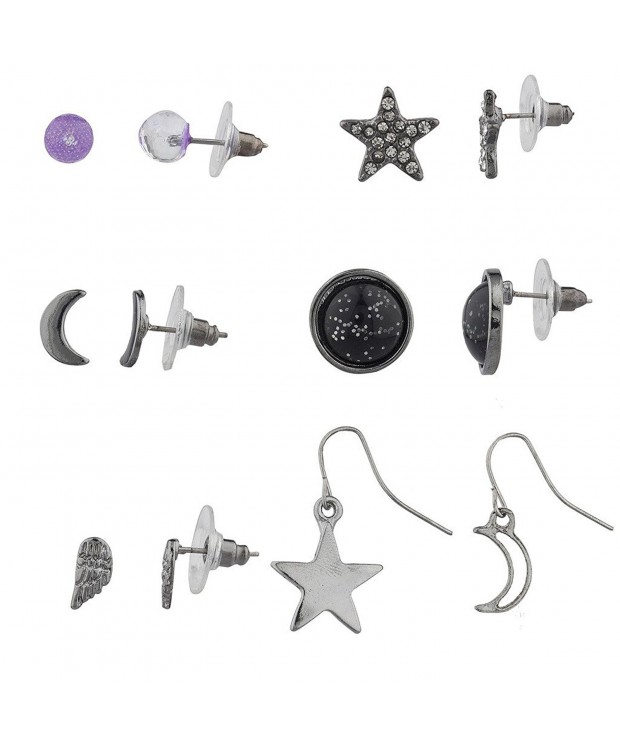 Lux Accessories Hematite Celestial Earring