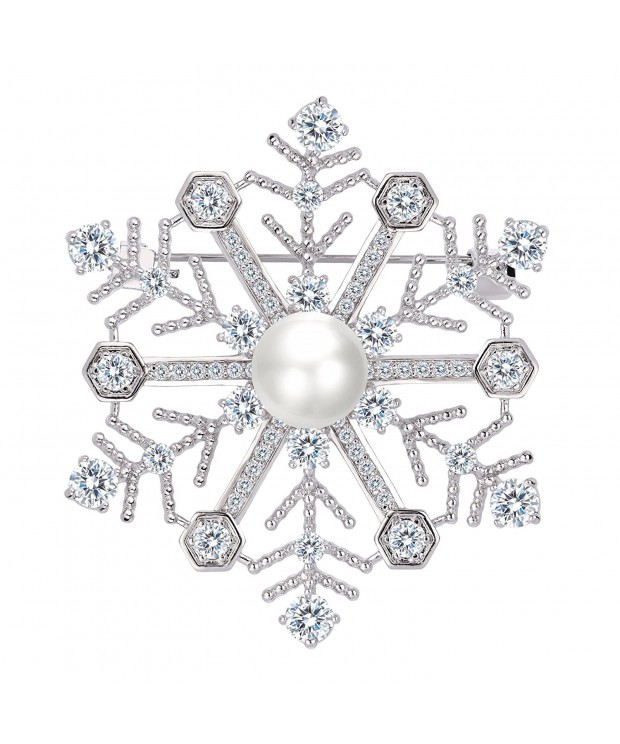 EleQueen Silver tone Simulated Snowflake Pendant