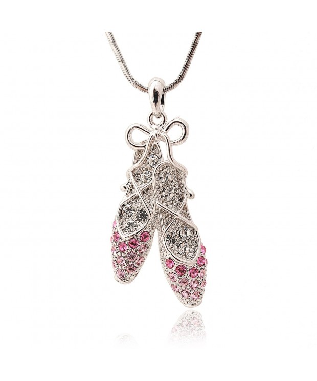 Spinningdaisy Silver Crystal Slipper Necklace