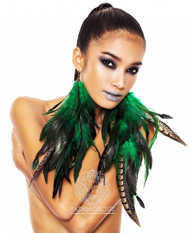 Feather Earrings Green Women Fancy