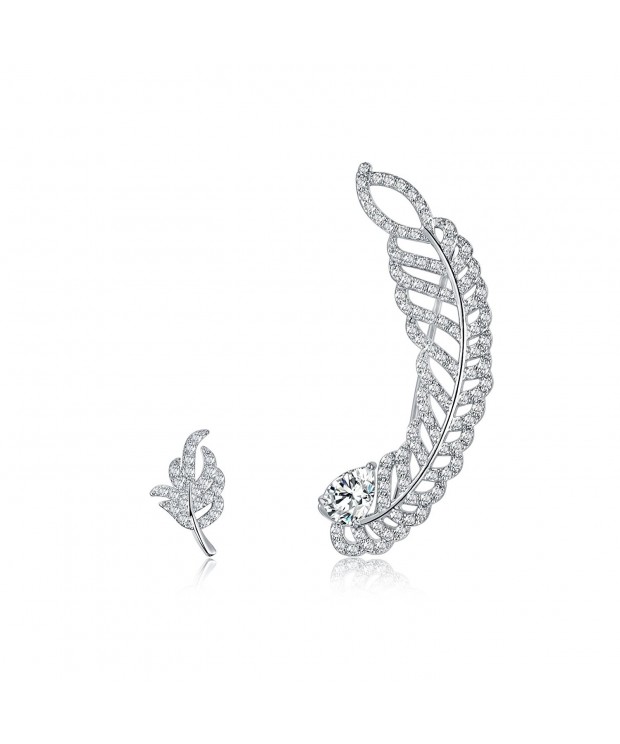Mevecco Crawler Climber Earrings Jewelry Leaf3 Silver