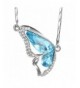 EleQueen Silver tone Butterfly Aquamarine Swarovski