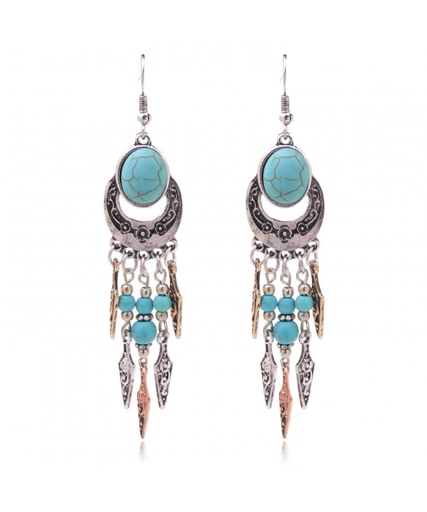 Ginasy Bohemia Earrings Teardrop Turquoise