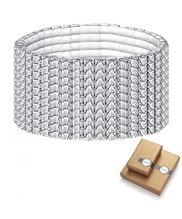 Bridal Rhinestone Stretch Bracelet Silver