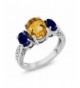 Citrine Sapphire Sterling 3 Stone Engagement