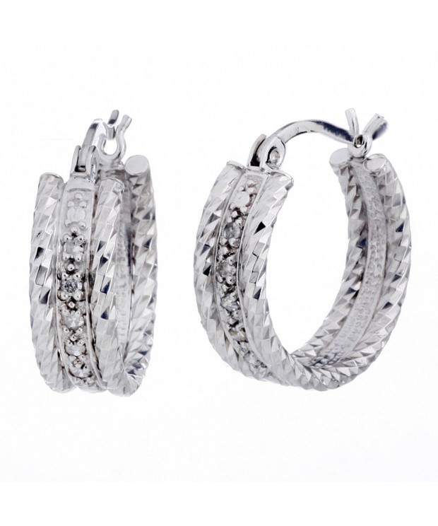 Sterling Silver Diamond Hoop Earrings