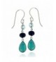 Rhodium Sterling Turquoise Gemstone Earrings