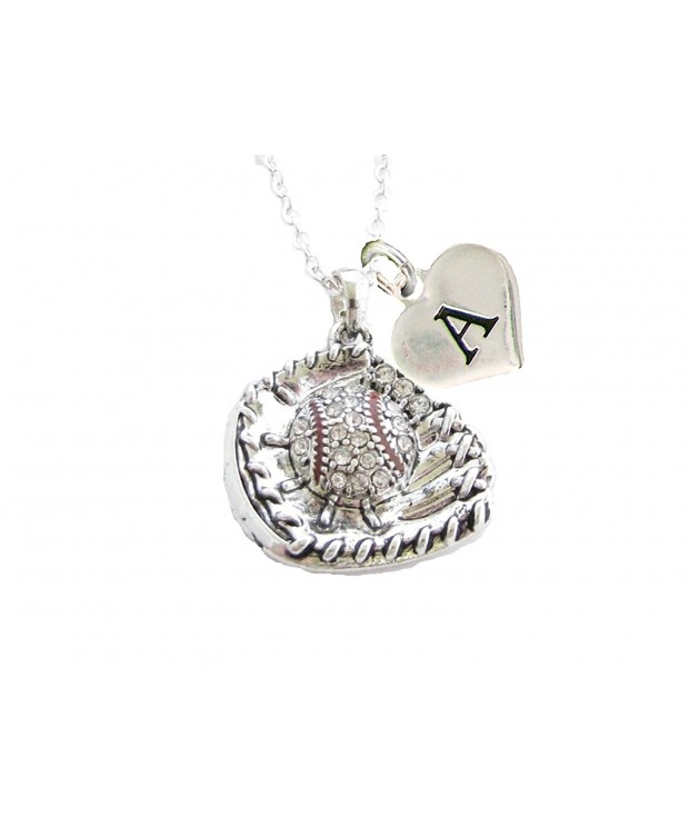 Custom Crystal Baseball Necklace Initial