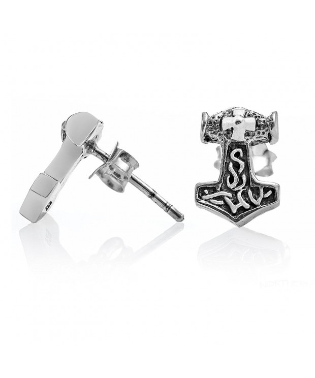 Sterling Silver Viking Mjolnir Earrings