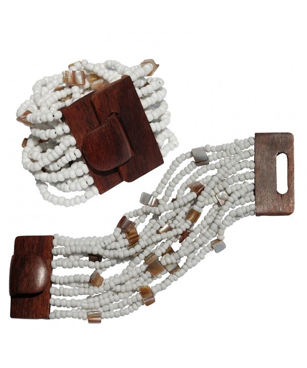 White Beaded Bracelet Buckle Clasp