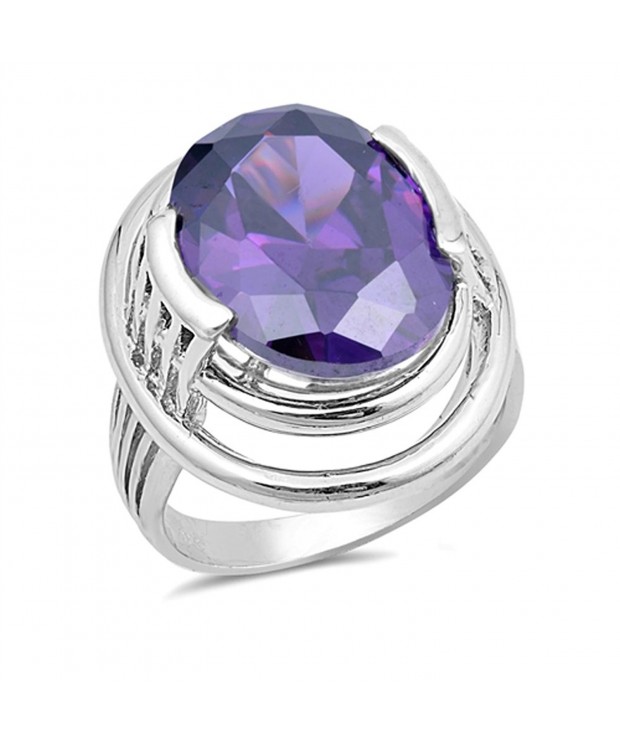 Simulated Amethyst Large Sterling Silver