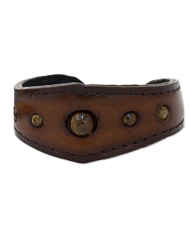 NOVICA Tigers Leather Bracelet Power