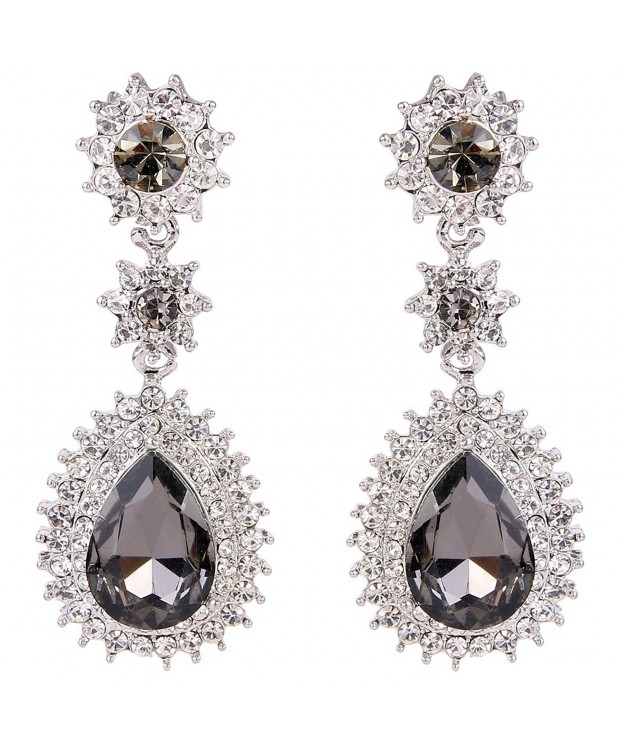 EleQueen Austrian Dazzling Earrings Silver tone