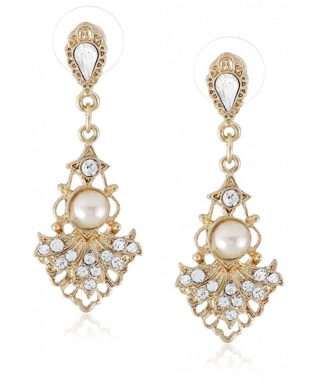 Downton Abbey Gold Tone Crystal Studded Earrings