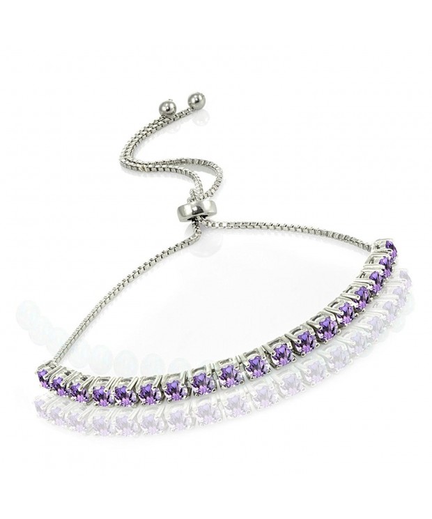 Sterling Amethyst Adjustable Pull string Bracelet