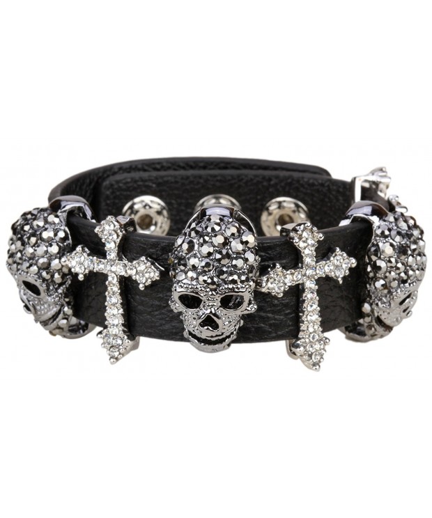 YACQ Leather Crystal Adjustable Bracelet