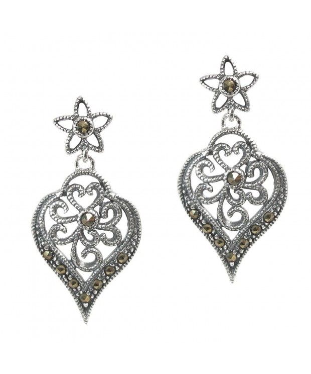 Sterling Natural Marcasite Filigree Earrings