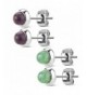 Bezeled Precious Surgical Earrings Amethyst