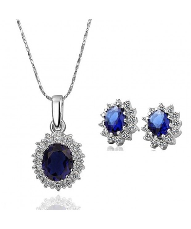 Platinum Sapphire Engagement Necklace Earrings
