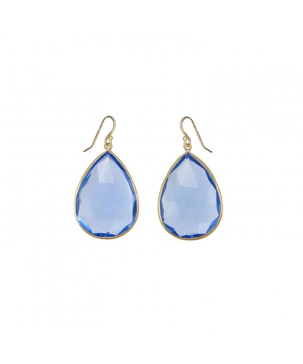 Blue Quartz Gold Earrings Teardrop